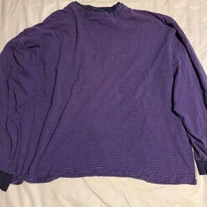 Vintage Rush Long Sleeve Striped Shirt with a Crew Neckline in purple and black